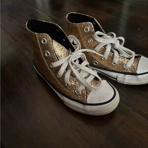 Converse Kids Shimmering Gold High-Tops Size 11.5